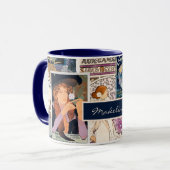 ヴィンテフランスのージポスターアートコラージュパーソナライズされた マグカップ (正面左)