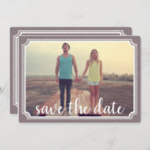 ヴィンテモダンージ結婚式の日付の写真カードを保存 セーブザデート (正面/裏面)
