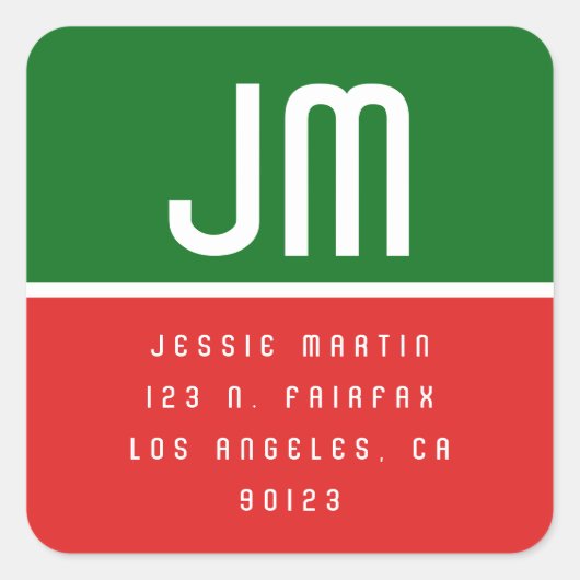 ヴィンテモノグラムのージモダン・クリスマス・アドレス スクエアシール (正面)