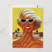 ヴィンテージあいさつ付きポストカードビーチ ポストカード (正面/裏面)