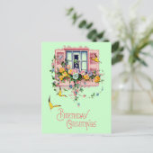 ヴィンテージあいさつ文誕生日はがき ポストカード (スタンド正面)