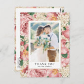 ヴィンテージあじさいとバラ結婚ズサンキュー ポストカード (正面/裏面)