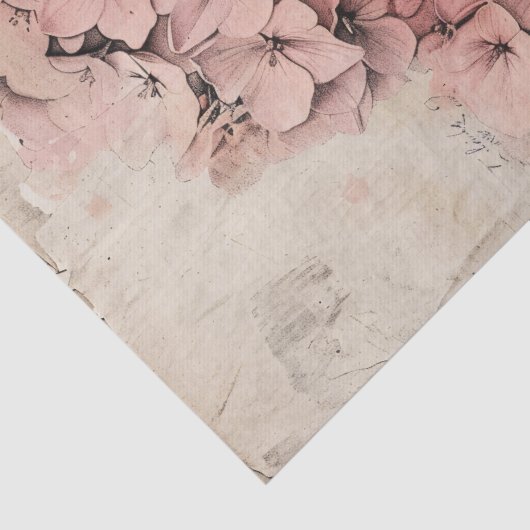 ヴィンテージあじさいイラストレーションパーチメントデクページ 薄葉紙 (詳細)