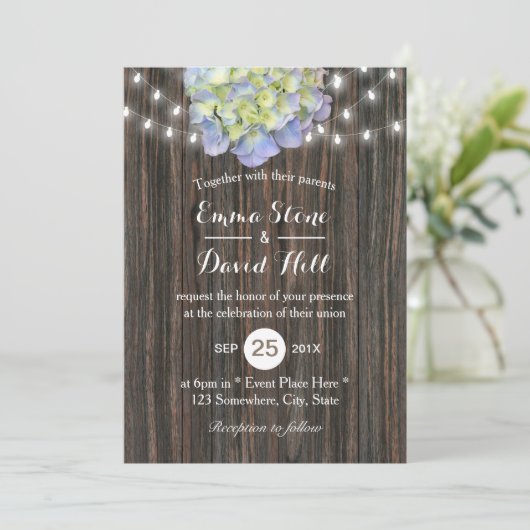 ヴィンテージあじさいストリングライツバーンウッド結婚ズ 招待状 (スタンド正面)