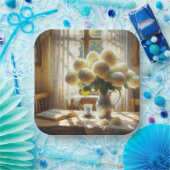 ヴィンテージあじさいブーケ ペーパープレート (パーティー)