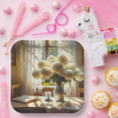 ヴィンテージあじさいブーケ ペーパープレート (パーティー)