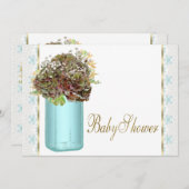 ヴィンテージあじさいメイスンジャーブベイビーシャワー 招待状 (正面/裏面)