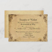 ヴィンテージあじさい結婚の応答カード 出欠カード (正面/裏面)