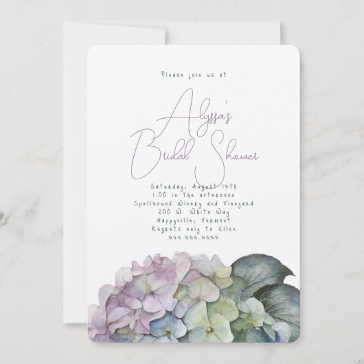 ヴィンテージあじさい花シャワー招待状 招待状 (正面)