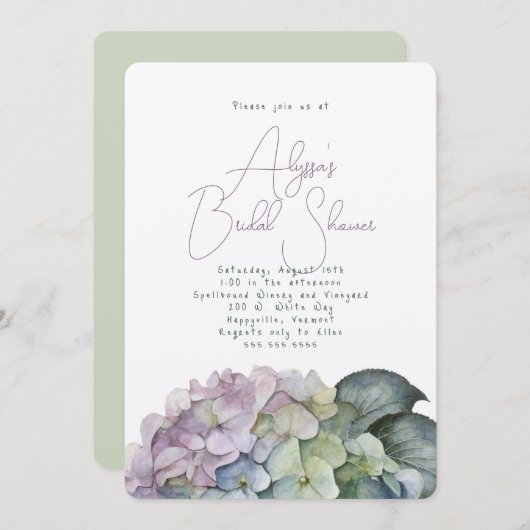 ヴィンテージあじさい花シャワー招待状 招待状 (正面/裏面)