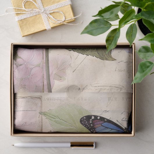 ヴィンテージあじさい&バタフライデカップエフエメラ 薄葉紙 (ギフト)