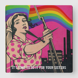 ヴィンテージあなたのためのシスターズスクエアウォールクロック スクエア壁時計