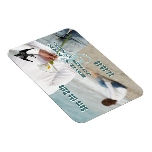 ヴィンテージあなたの写真を鳥の日付を保存 マグネット (右側)