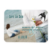 ヴィンテージあなたの写真を鳥の日付を保存 マグネット (横)