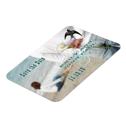 ヴィンテージあなたの写真を鳥の日付を保存 マグネット (左側)