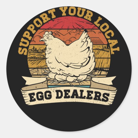 ヴィンテージあなたの地元の卵のディーラーをサポート熱狂するChick ラウンドシール (正面)
