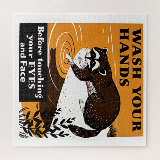 ヴィンテージあなたの手ラクーンを洗う，ウイルスフリー， ZSSG ジグソーパズル (横)