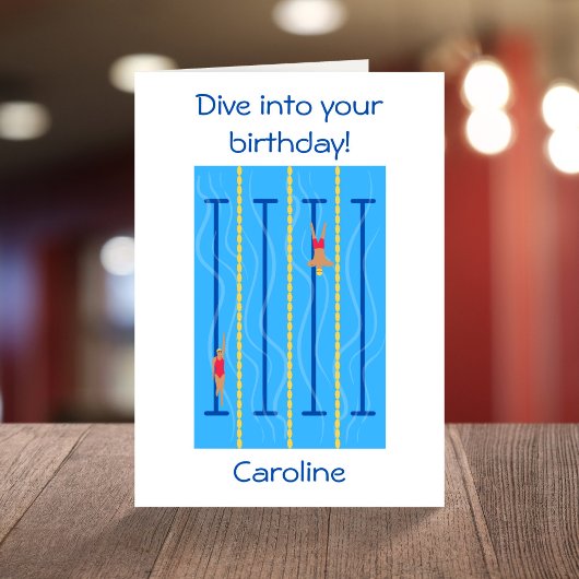 ヴィンテージあなたの誕生日のスイミングカーおもしろいにダイビング カード