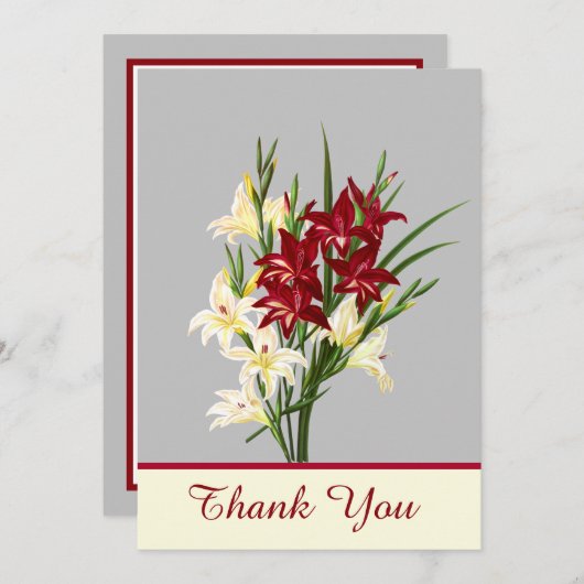 ヴィンテージありがとうグラジオラスのグリーティングカード サンキューカード (正面/裏面)
