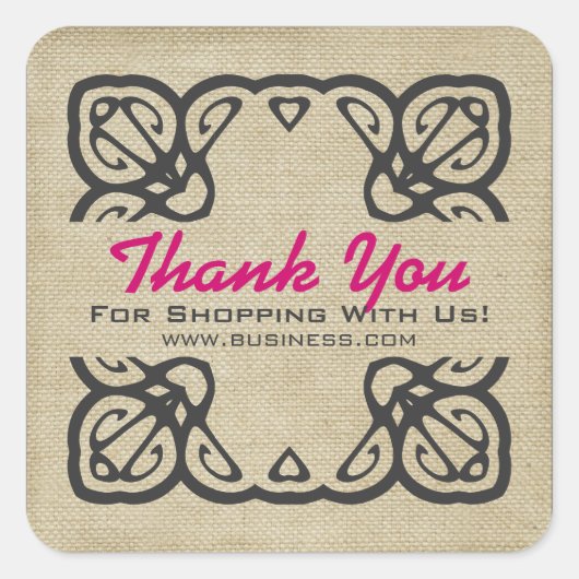 ヴィンテージありがとうショッピングカスタムピンク スクエアシール (正面)