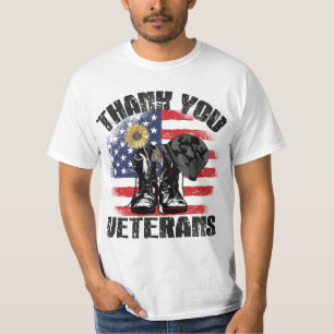 ヴィンテージありがとう退役軍人コンバットフラワー Tシャツ
