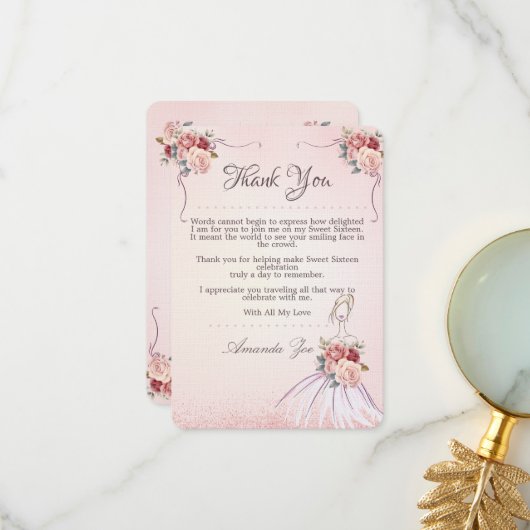 ヴィンテージありがとう/日付誕生日はがきを保存 サンキューカード (正面/裏面インサイチュ)