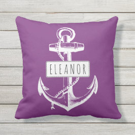 ヴィンテージいかりと名前パープルリバーシ航海のブル クッション