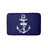 ヴィンテージいかりと名前、ネイビーブルー航海の バスマット (正面)