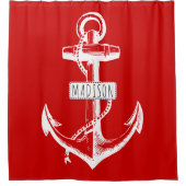 ヴィンテージいかりと赤の名前航海の シャワーカーテン (正面)