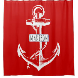 ヴィンテージいかりと赤の名前航海の シャワーカーテン