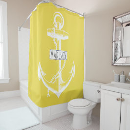 ヴィンテージいかりと黄色の名前航海の シャワーカーテン