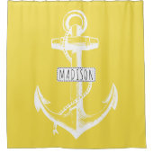 ヴィンテージいかりと黄色の名前航海の シャワーカーテン (正面)