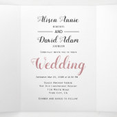 ヴィンテージいかりほこりっぽいバラ航海の結婚の花 三つ折り招待状 (内部中)