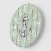 ヴィンテージいかりオンウッ素朴ド航海のテーマ ラージ壁時計 (傾斜)