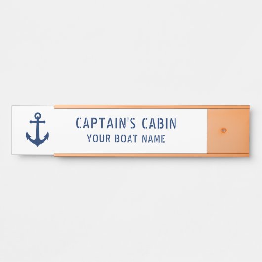 ヴィンテージいかりキャプテンズキャビンあなたのボート名金ゴールド サインプレート (正面)