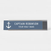 ヴィンテージいかりキャプテンタイトルボートネームシルバー デスクネームプレート (正面)