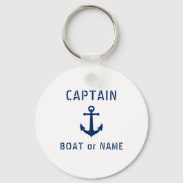 ヴィンテージいかりキャプテン名前またはボート名ホワイト キーホルダー