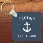 ヴィンテージいかりキャプテン名前またはボート名Blue キーホルダー (正面)