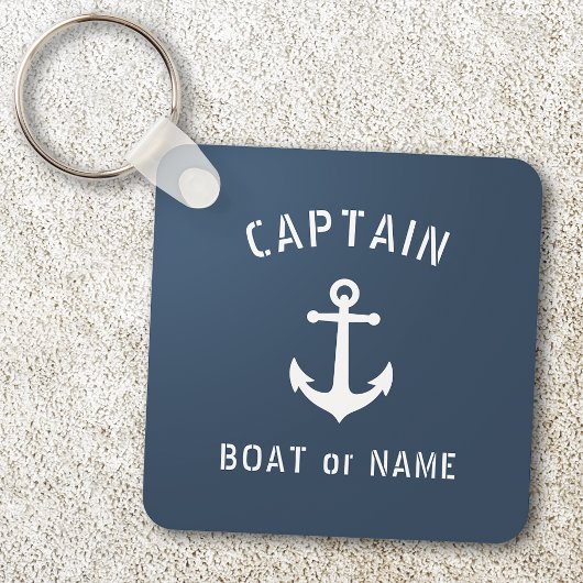 ヴィンテージいかりキャプテン名前またはボート名Blue キーホルダー