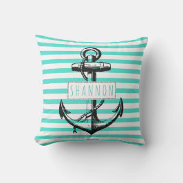 ヴィンテージいかりストライプのターコイズ航海の アウトドアクッション