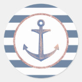 ヴィンテージいかりストライプ航海の封筒用シール ラウンドシール (正面)