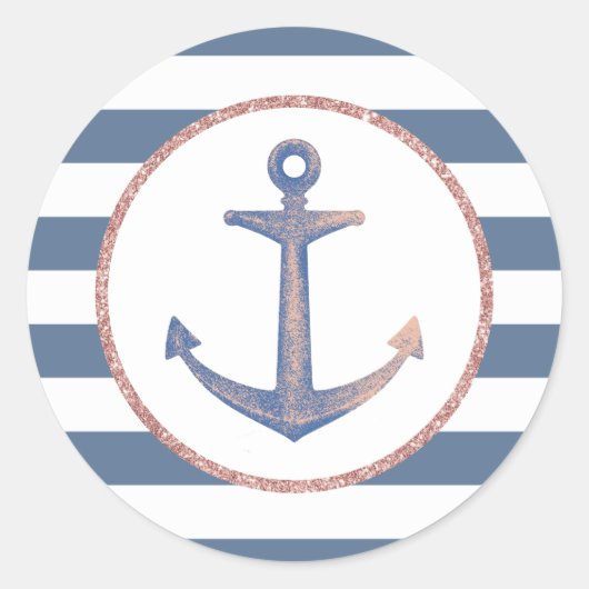 ヴィンテージいかりストライプ航海の封筒用シール ラウンドシール (正面)