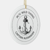 ヴィンテージいかりスピードボートキャプテン名航海の セラミックオーナメント (右)