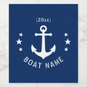 ヴィンテージいかりデイトスターズボート名ネイビーブルー ワインラベル (シングルラベル)