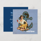 ヴィンテージいかりピンアップガールビーチブライダルシャワー 招待状 (正面/裏面)