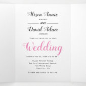 ヴィンテージいかりピンク航海の結婚の花 三つ折り招待状 (内部中)