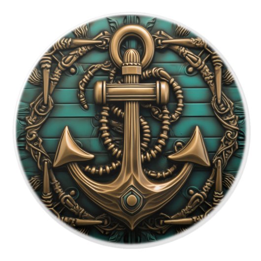 ヴィンテージいかりマリーンをテーマにした セラミックノブ (正面)