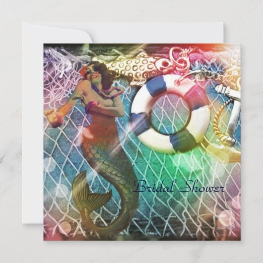 ヴィンテージいかりマーメイドビーチブライダルシャワー 招待状 (正面)