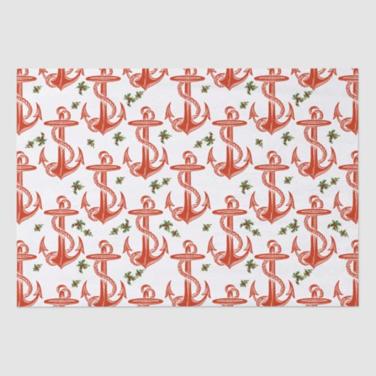 ヴィンテージいかりレッドクリスマスティッシュペーパー 薄葉紙 (正面)