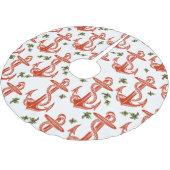 ヴィンテージいかりレッドホリークリスマスツリースカート ブラッシュドポリエステルツリースカート (アングル)